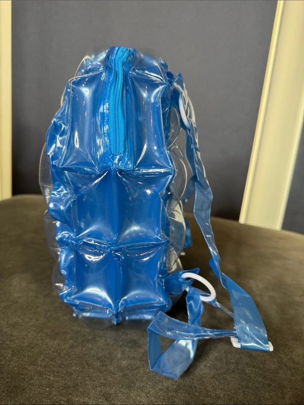 Light Blue Inflatable Bubble Backpack Zipper Closure One Size NEW Vintage 90’s